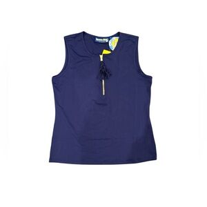 Banana Boat Navy Tank Top with Tassel Zip NWT!!